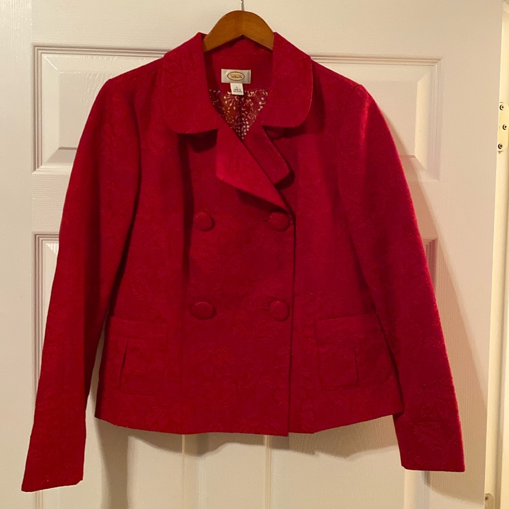 Talbots Jacquard Peacoat or Blazer in Red